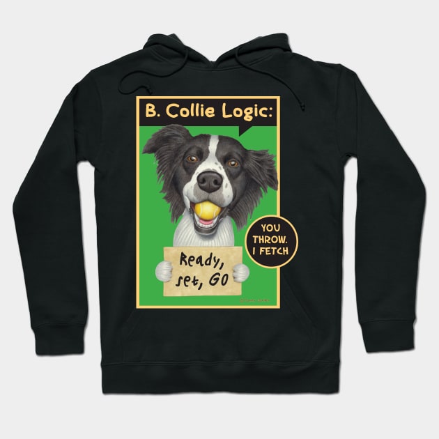 Best Border collie Dog with tennis ball on Border Collie with Tennis Ball tee Hoodie by Danny Gordon Art